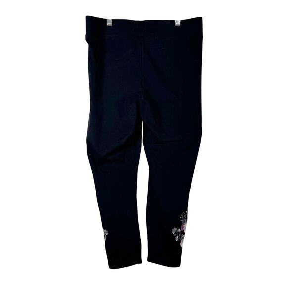 Torrid Black Embroidered Beaded Floral High Rise Leggings 1 - Picture 2 of 7